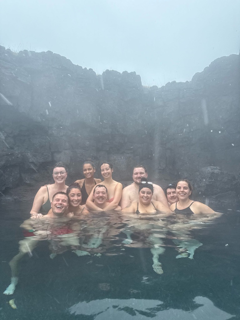 Group at Sky Lagoon in Reykjavik Iceland